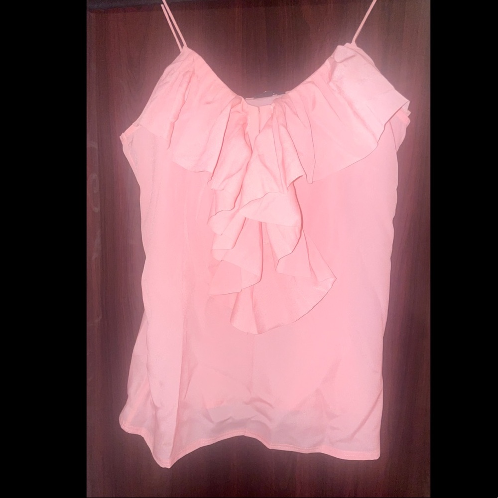 Pink ruffle top/ spaghetti straps !